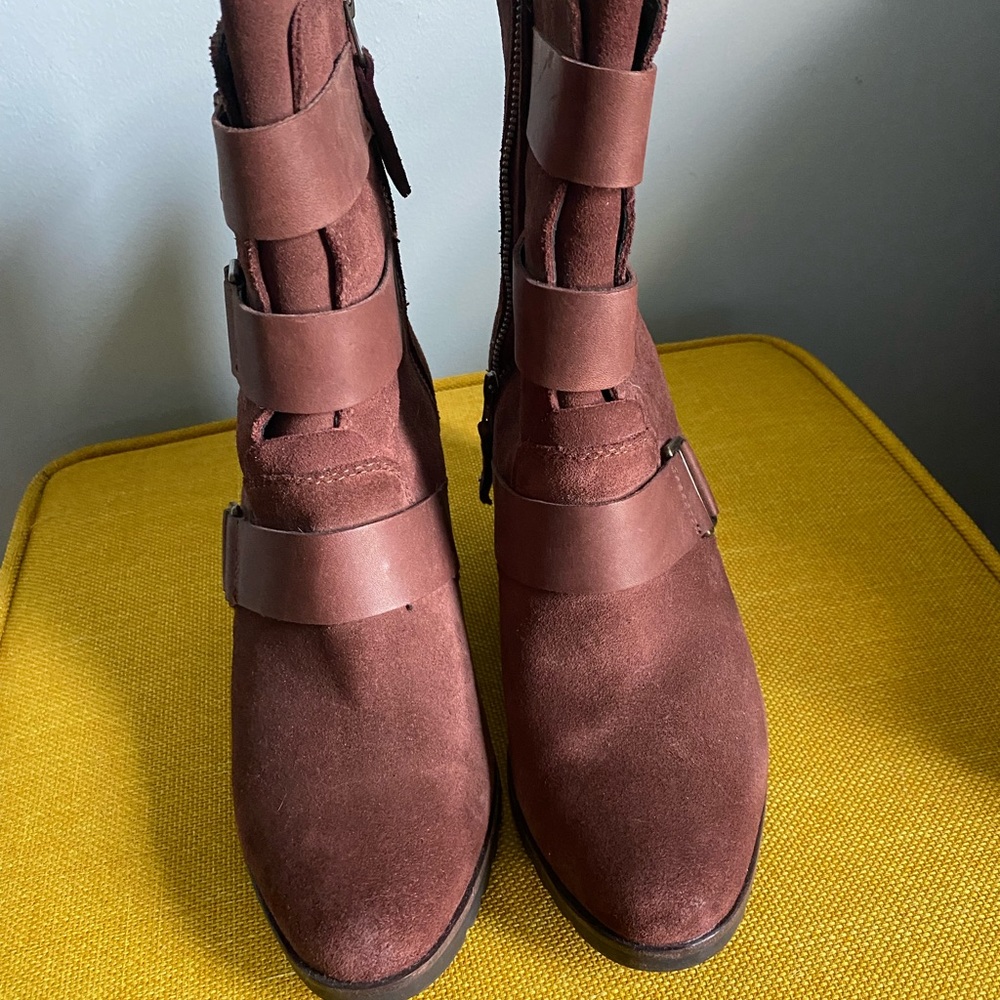 Sorel Cognac Suede Wedge Boots